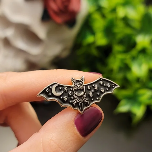 Night Sky Bat Enamel Pin - Picture 3 of 4